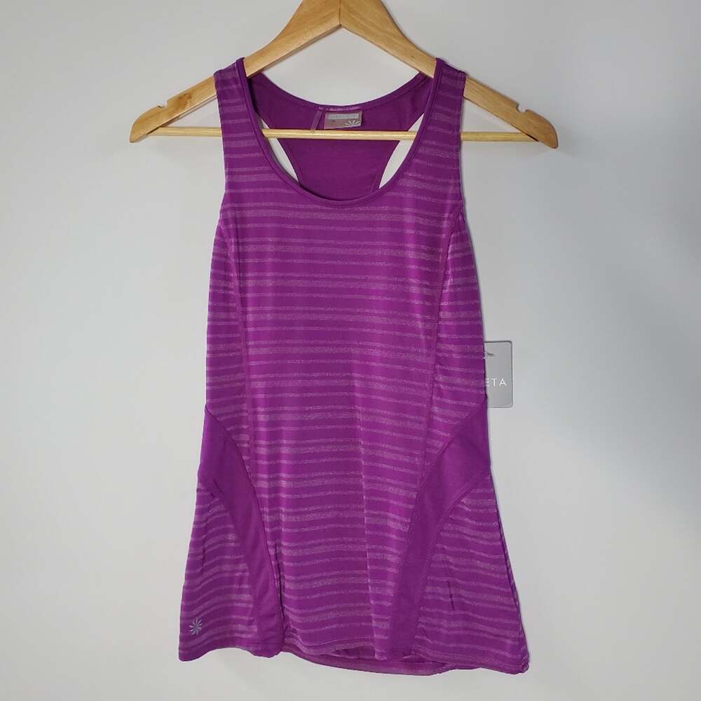Athleta Run racer purple tank top Size XS Stretchy Sheer NEW